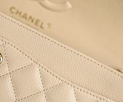 Chanel Classic Flap Bag Beige Grained Calfskin Gold Hardware Size 14.5x23x6cm - 5