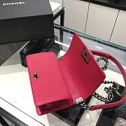 Chanel Boy Bag Caviar Pink Silver Hardware Size 20 cm - 4