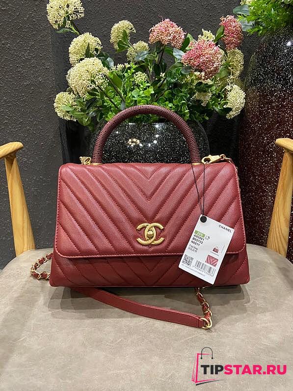 Chanel Coco Cheveron Red Gold Hardware Size 18×29×12 cm - 1