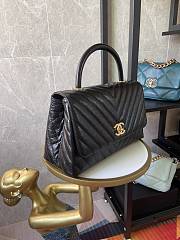 Chanel Coco Cheveron Calfskin Black Gold Hardware Size 18×29×12 cm - 3