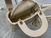 Lady Dior Micro Bag Latte Calfskin Embroidered Entirely with White Resin Pearls 12x10x5 cm - 6