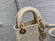 Lady Dior Micro Bag Latte Calfskin Embroidered Entirely with White Resin Pearls 12x10x5 cm - 5