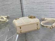 Lady Dior Micro Bag Latte Calfskin Embroidered Entirely with White Resin Pearls 12x10x5 cm - 4