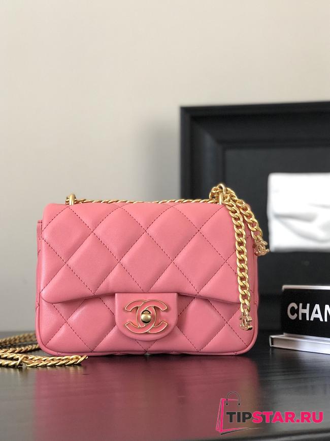 Chanel Mini Square Flap Bag Pink Size 18x12x5 cm - 1