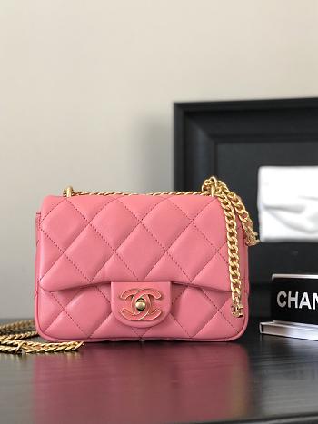 Chanel Mini Square Flap Bag Pink Size 18x12x5 cm