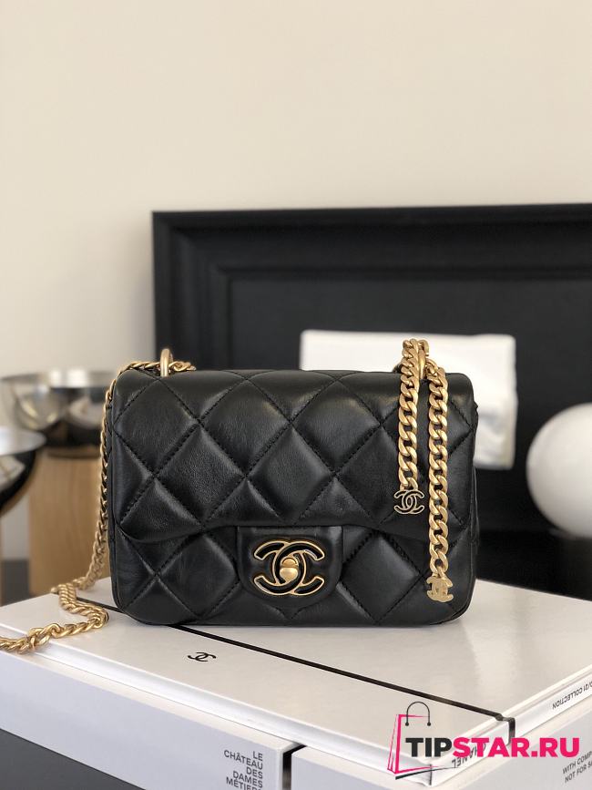 Chanel Mini Square Flap Bag Back Size 18x12x5 cm - 1
