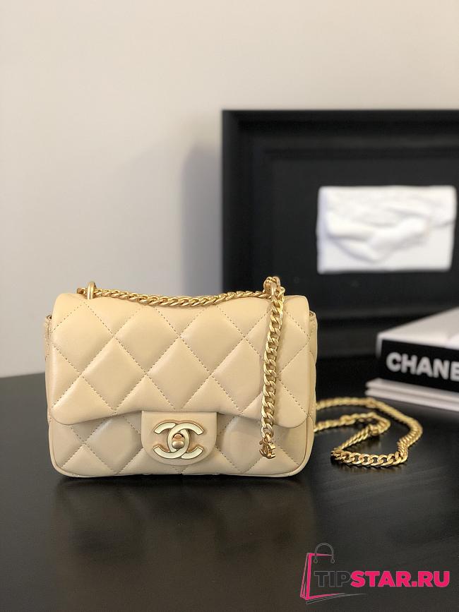 Chanel Mini Square Flap Bag Beige Size 18x12x5 cm - 1