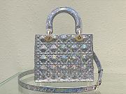 Lady Dior bag Silver-Tone Printed Calfskin with Holographic Reflections Size 25 cm - 6