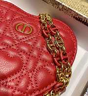 DIOR DIORAMOUR CARO Heart Red Chain Red Bag Size 11x10x1.5 cm - 5