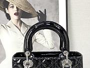 Lady Dior Medium Patent Leather Bag Black Silver Hardware Size 24×20×11 cm - 4