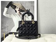Lady Dior Medium Patent Leather Bag Black Gold Hardware Size 24×20×11 cm - 6