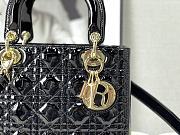 Lady Dior Medium Patent Leather Bag Black Gold Hardware Size 24×20×11 cm - 5