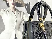 Lady Dior Medium Patent Leather Bag Black Gold Hardware Size 24×20×11 cm - 3
