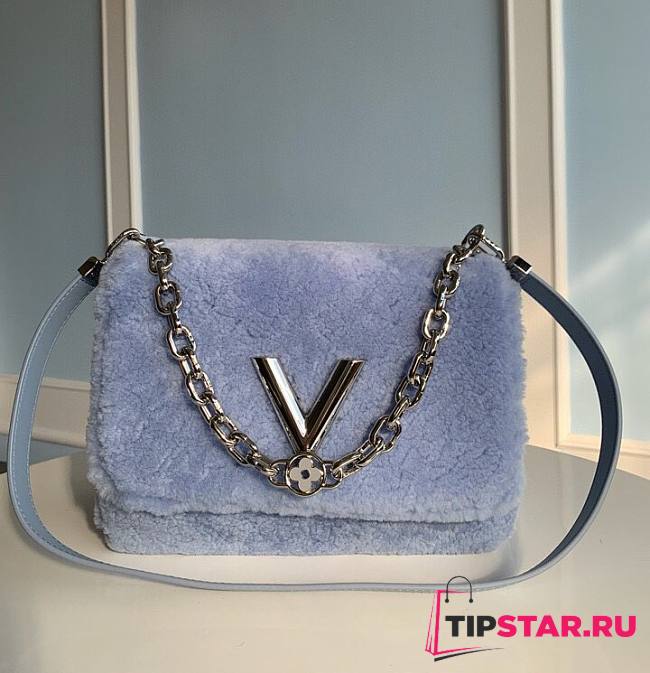 Louis Vuitton Twist MM hand bag Blue silver-color double chain Size 23x18x8 cm - 1