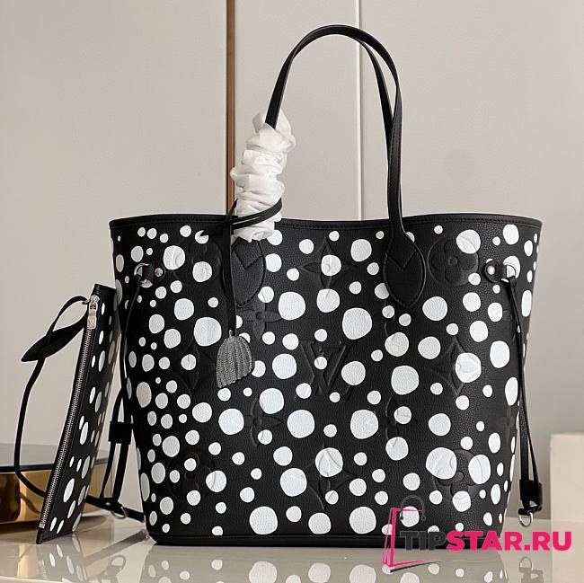 Louis Vuitton x Yayoi Kusama Neverfull Black MM Infinity Dots Size 31x28x14 cm - 1