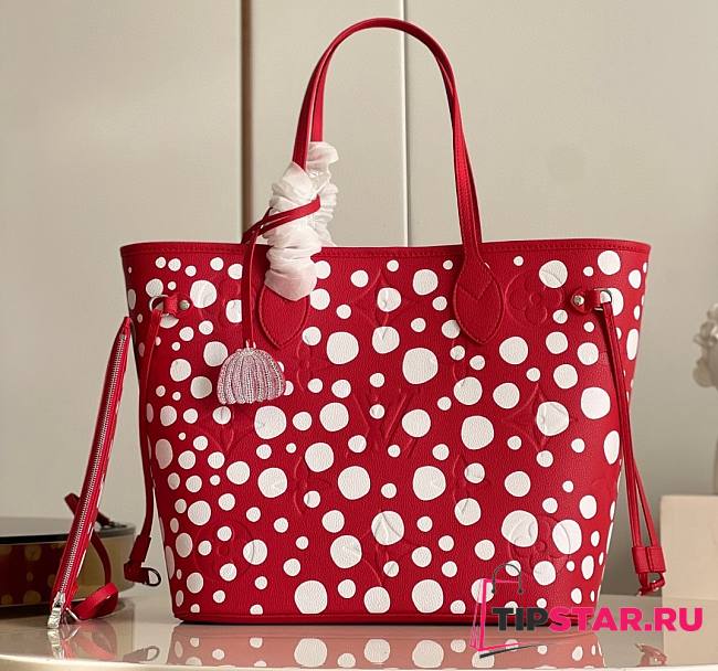 Louis Vuitton x Yayoi Kusama Neverfull Red MM Infinity Dots Size 31x28x14 cm - 1