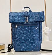 Louis Vuitton Men's Backpack Chalk Navy Blue Monogram Denim Size 29x42x15 cm - 1