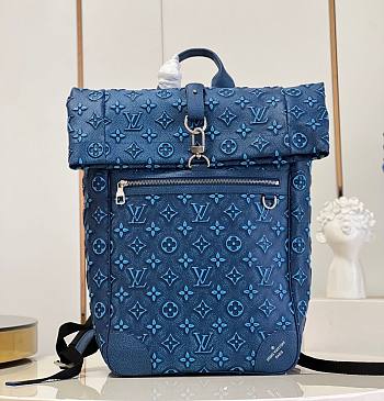 Louis Vuitton Men's Backpack Chalk Navy Blue Monogram Denim Size 29x42x15 cm