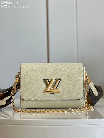 Louis Vuitton Cream Epi Twist MM  M59018 Size 23x17x9.5 cm