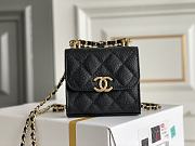 Chanel Black Calfskin Classic Single Flap Card Holder with Chain Gold Hardware Size 11x11x3 cm - 1