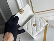Chanel White Calfskin Classic Single Flap Card Holder with Chain Gold Hardware Size 11x11x3 cm - 3