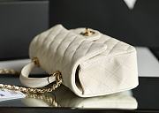 Chanel Flap Bag with Top Handle Grained Calfskin Gold Tone Metal Cream 20 x 13 x 9 cm - 3