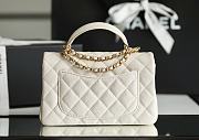 Chanel Flap Bag with Top Handle Grained Calfskin Gold Tone Metal Cream 20 x 13 x 9 cm - 4