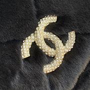 Chanel Shearling Strass Flap Bag Crystal Strap Black Size 15x21.5x6.5 cm - 5