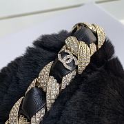 Chanel Shearling Strass Flap Bag Crystal Strap Black Size 15x21.5x6.5 cm - 2