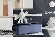 Chanel Navy Quilted Grained Calfskin Small Classic Double Flap Bag Pale Gold Hardware Size 23x14.5x6 cm - 6