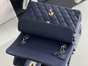 Chanel Navy Quilted Grained Calfskin Small Classic Double Flap Bag Pale Gold Hardware Size 23x14.5x6 cm - 5
