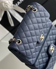 Chanel Navy Quilted Grained Calfskin Small Classic Double Flap Bag Pale Gold Hardware Size 23x14.5x6 cm - 4