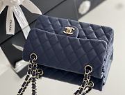 Chanel Navy Quilted Grained Calfskin Small Classic Double Flap Bag Pale Gold Hardware Size 23x14.5x6 cm - 2