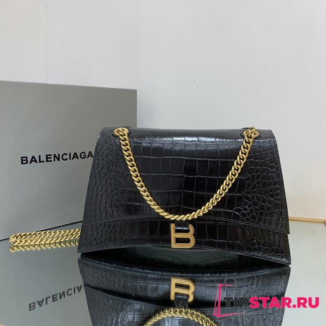 Balenciaga Crush Chain Shoulder Bag in Croc-embossed Leathe Size 31x20x7 cm - 1