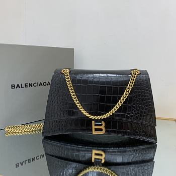 Balenciaga Crush Chain Shoulder Bag in Croc-embossed Leathe Size 31x20x7 cm