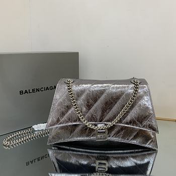 Balenciaga Hourglass quilted metallic crinkled-leather shoulder bag Size 31x20x7 cm