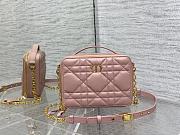 DIOR CARO Box Bag Pink With CHAIN Black Quilted Macrocannage Calfskin Size 19x14x5 cm - 1