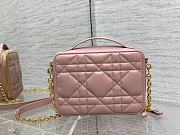 DIOR CARO Box Bag Pink With CHAIN Black Quilted Macrocannage Calfskin Size 19x14x5 cm - 4