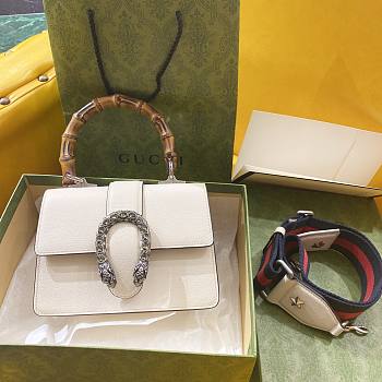  Gucci White Mini Dionysus Bamboo & Leather Bag 523367 Size 20x14x9 cm