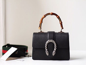 Gucci Black Mini Dionysus Bamboo & Leather Bag 523367 Size 20x14x9 cm