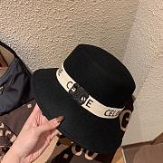 Celine Brown Hat Elegant Classic Letters Flat Top Retro British Wide Brim - 3