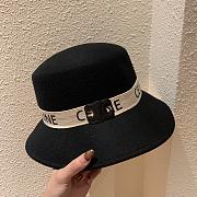 Celine Brown Hat Elegant Classic Letters Flat Top Retro British Wide Brim - 2