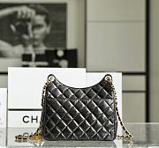 Chanel HOBO BAG Shiny Crumpled Calfskin & Gold-Tone Metal Black Size 22.5x21.5x7 cm - 3