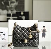 Chanel HOBO BAG Shiny Crumpled Calfskin & Gold-Tone Metal Black Size 22.5x21.5x7 cm - 5