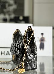 Chanel HOBO BAG Shiny Crumpled Calfskin & Gold-Tone Metal Black Size 22.5x21.5x7 cm - 6