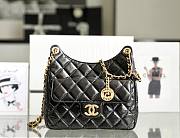 Chanel HOBO BAG Shiny Crumpled Calfskin & Gold-Tone Metal Black Size 22.5x21.5x7 cm - 1
