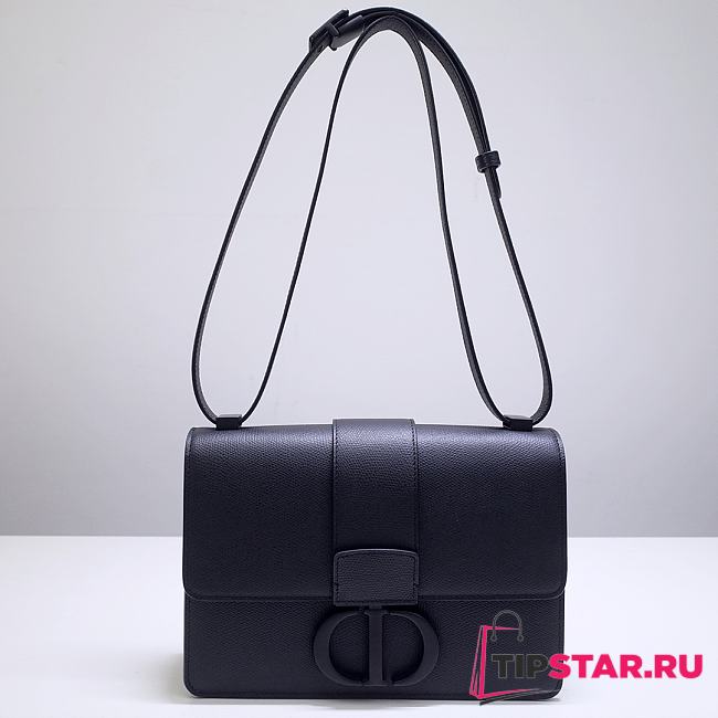 Christian Dior 30 Montaigne Black Ultramatte Textured Leather Shoulder Bag Size 24x6x17 cm - 1