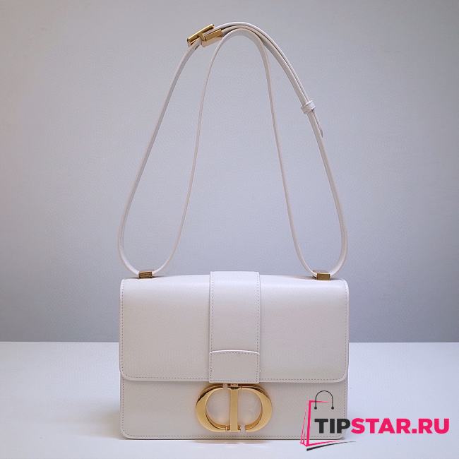 Christian Dior 30 Montaigne White Ultramatte Textured Leather Shoulder Bag Size 24x6x17 cm - 1