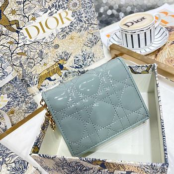 Dior mini Lady wallet Blue patent cannage calfskin 11 x 8.5 x 3 cm