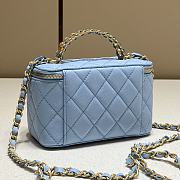 Chanel Quilted Pearl Crush Vanity Rectangular Sky Blue Lambskin Size 17x9.5x8 cm - 3